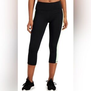 ID Ideology Women's Colorblocked Cropped Leggings, Noir Pistachio, S-NWT